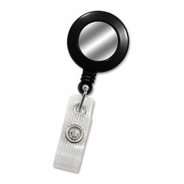 Brady BADGE REEL, BLACK, 1-1/4in 32MM, PLASTIC CLIP-ON BADGE REEL, SILVER STICKER, REINFORCED VINYL 2120-3101 - main
