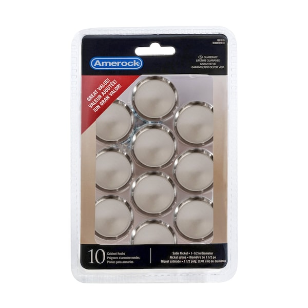 Amerock Everyday Heritage 1-1/2 inch 38mm Diameter Satin Nickel Cabinet Knob, 10PK 1887678 - main