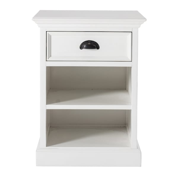 Homeroots 24" White Solid Wood Distressed One Drawer Nightstand 397622 - main