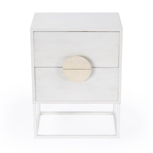 Homeroots 24" White Wood Two Drawer Nightstand 488976 - main