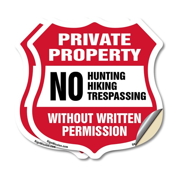 Signmission Private Property Shield Sign No Hunting, 18 inch X 18 inch, Vinyl Decal, 2PK SHI-D-2PACK-18-450 - main