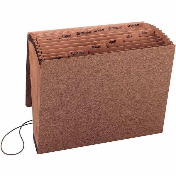 Smead Smead Jan-Dec Accordion Expanding File, 12 Pocket, Letter, Leather-Like Redrope 70388 - main