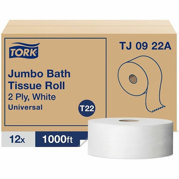 Tork Jumbo Core, 2 Ply, Continuous Sheets, White, 12 PK TJ0922A - main