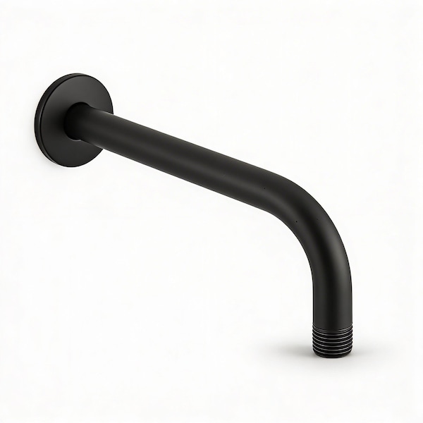 Supplygiant 16 in Shower Arm 90 Deg Stainless Steel Rain Shower Head Extension Arm, Flange, Matte Black Finish 74-TB38BG-NC - main