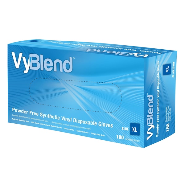 Safety Zone Synthetic Vinyl Powder Free 4.5 mil Gloves - Blue, XL - Case of 1000 GL-VN104BFX - main