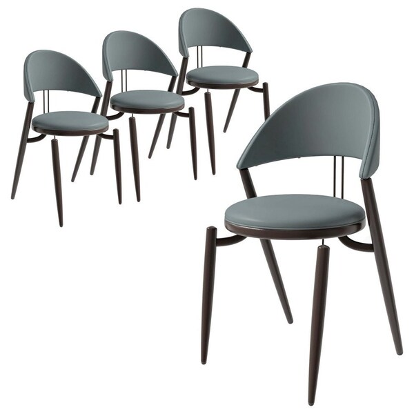 Leisuremod Venice Collection Modern Dining Chair In Black in Light Grey, 4PK VC49LGR4 - main