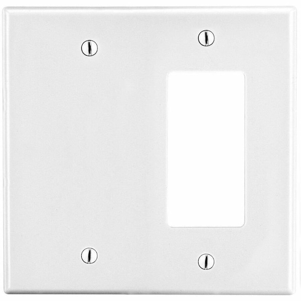 Hubbell Wiring Device-Kellems Wallplate, Mid-Size 2-Gang, 1) Decorator 1) Box Mount Blank, White PJ1326W - main