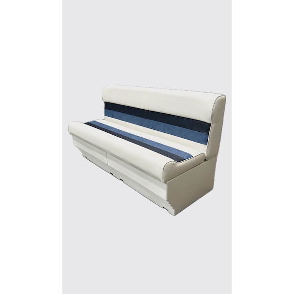 Horizon Mfg Premium Series 55 Pontoon Bench Seat Cushion with 2 Bases White/Navy/Blue 3012-2X3009-AADK - main