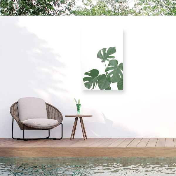Trademark Fine Art Outdoor Canvas Art Pictufy Studio II Monstera Aqua 04 Wall Art for Patios, or Gardens 1X19151-OC2232WR - main