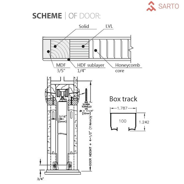 Sartodoors Double Pocket Interior Door, 36" x 80", Concrete PLANUM0010DP-BTN-36 - main