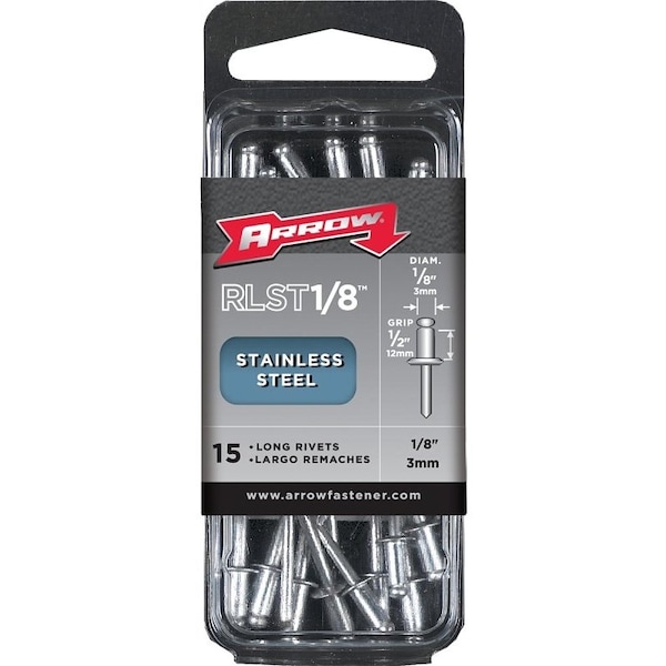 Arrow Fastener Rivets Cd/15 Long Stainles Ste RLST1/8 - main