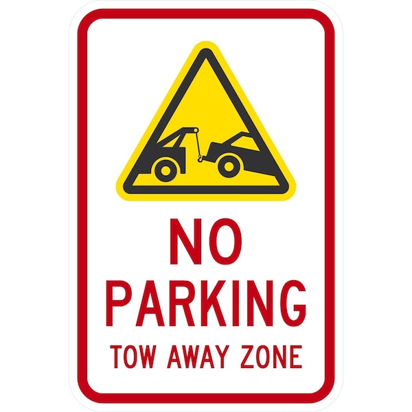 Lyle No Parking Tow Away Zone with Graphic, 12x18, Diamond Grade, White G-2871-DG_12x18 - main