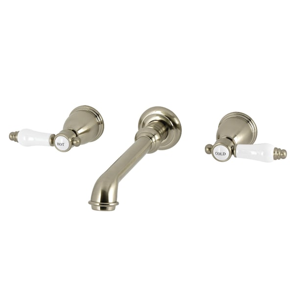 Kingston Brass Two-Handle Wall Mount Tub Faucet, Brushed Nickel KS7028BEX - main