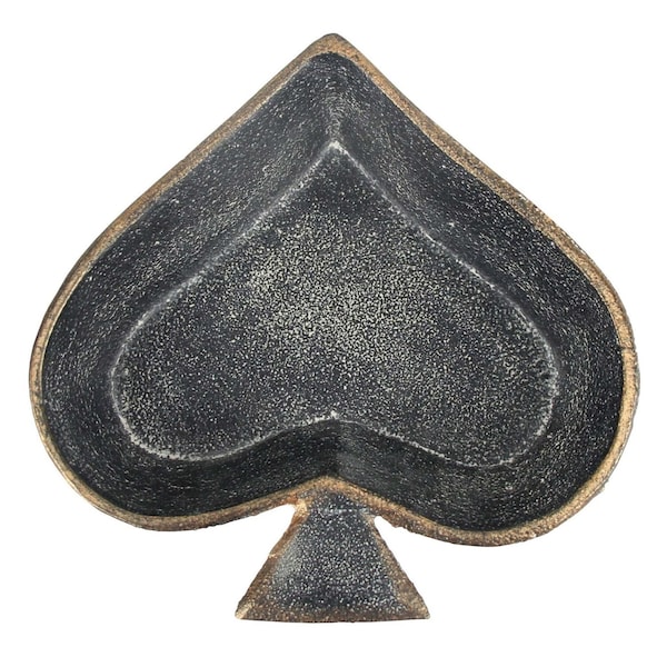 Homeroots 6in Black Ace Of Spades Cast Iron Handmade Vanity Tray 483154 - main