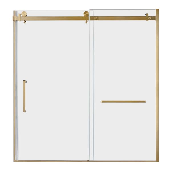 Kingston Brass 60" W x 60" H Left Handed Tub Door, Brushed Brass SSD60608SL7 - main
