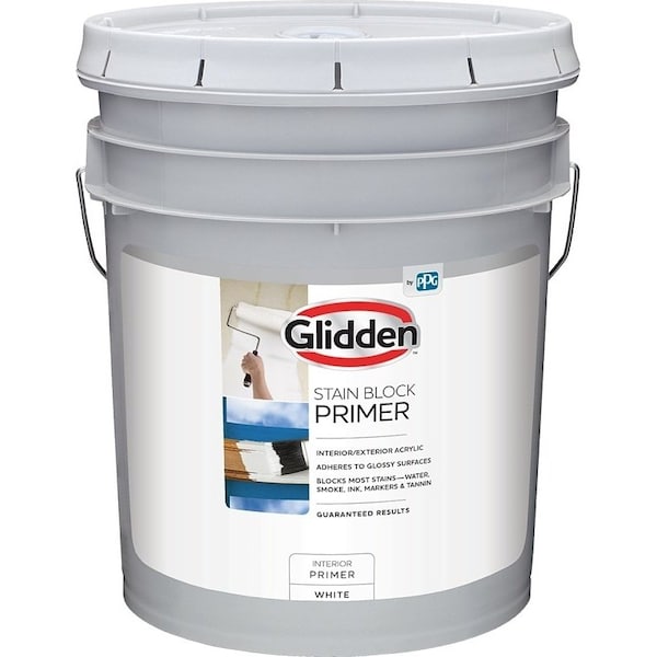 Glidden GLSBIE60WH-05 Stain Block Primer, Flat, White, 5 gal GLSBIE60WH/05 - main