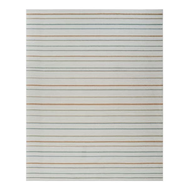 Homeroots 5' X 7' Cream and Beige Striped Distressed Indoor Outdoor Area Rug 558726 - main