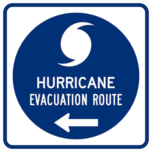 Lyle Hurricane Evacuation Route With Left Arrow, 24x24, High Intensity Prismatic, Blue G-13765-HI_24x24 - main