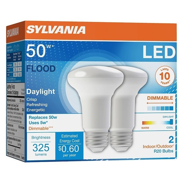 Sylvania LED Bulb, Flood/Spotlight, R20 Lamp, 35 W Equivalent, E26 Lamp Base, Dimmable, Cool White Light 73991 - main