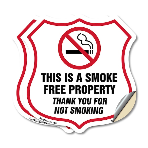 Signmission No Smoking Shield Sign This Is A Smoke F, 12 inch X 12 inch, Vinyl Decal, 2PK SHI-D-2PACK-12-402 - main