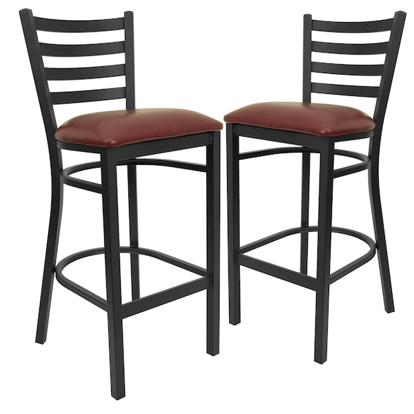 Flash Furniture Black Ladder Stool-Burg Seat, PK2 2-XU-DG697BLAD-BAR-BURV-GG - main