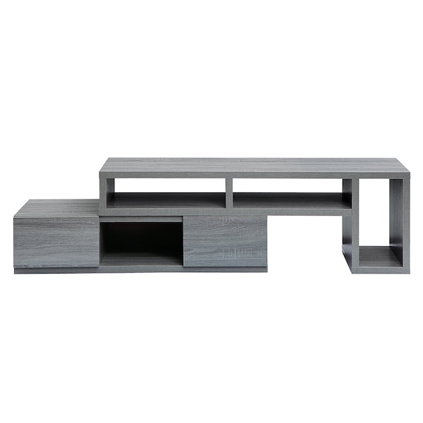 Homeroots 54in Gray Wood Enclosed and Open Storage TV Stand 724156 - main