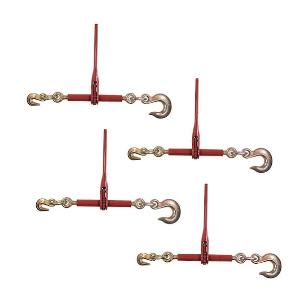 Mytee Products 5/16in-3/8in Heavy Duty Ratchet Chain Binder, 5/16in Grab Hook & 1/2in Slip Hook, 4PK CBRS516-SHx4 - main