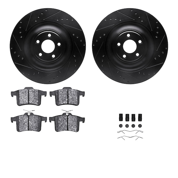 Dynamic Friction Co DFC Rotors-Drilled & Slotted-Black w/ EURO 5000 Ceramic Brake Pads Incl Hdw 8612-20019 - main