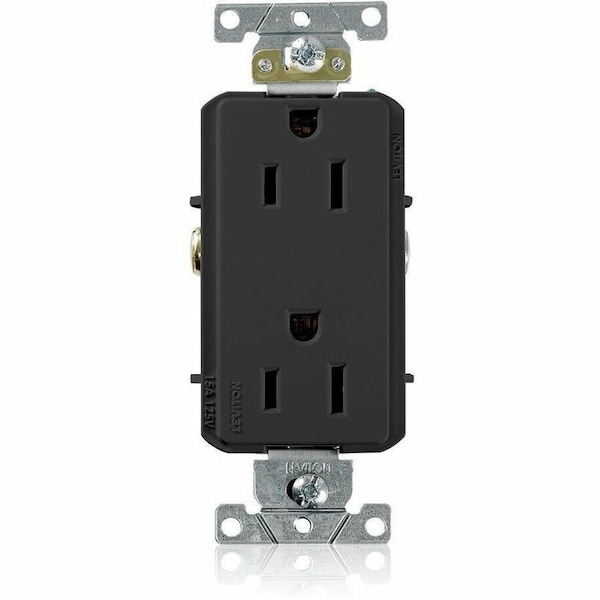 Leviton Plugs&Rcptcls, 15A, 125VAC, Blk, PBT, PK1 16252-E - main