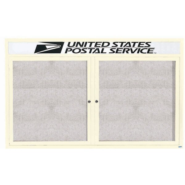 Aarco Outdoor Enclosed Bulletin Board w/ Al Frame Header, Powder Coated Ivory, Neutral 48''Hx72''W ODCC4872RHIV - main
