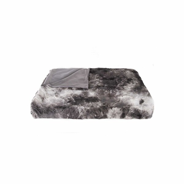 Homeroots 50" X 70" Dark Gray and Ivory Faux Fur Plush Throw Blanket 354560 - main