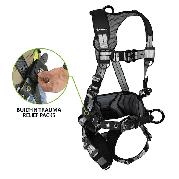 Safewaze PRO+ Slate Construction Harness: Alu 3D, Alu QC Chest/Legs, Trauma Relief (2X) 025-1761 - main