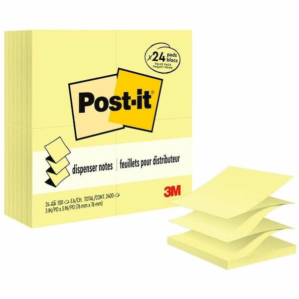 Post-It Pad, Pop-Up, Note, Yellow, PK24 R33024VAD - main