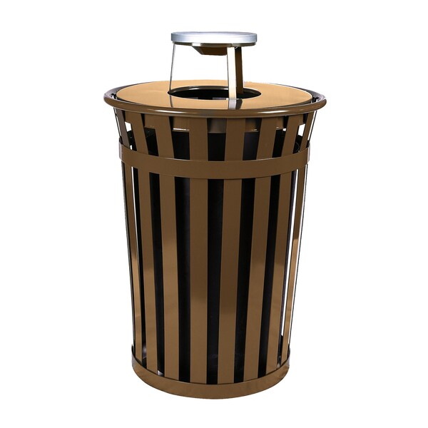 Witt Industries Brown Outdoor, Slatted Metal Waste Receptacle with Ash Top, Brown M3601-AT-BN - main