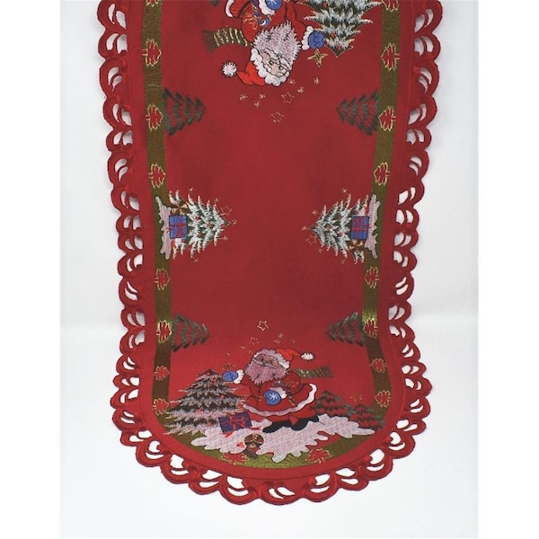 Sinobrite 14 x 28 in. Santa Claus with Gift Box Table Runner H8680-14x28 - main