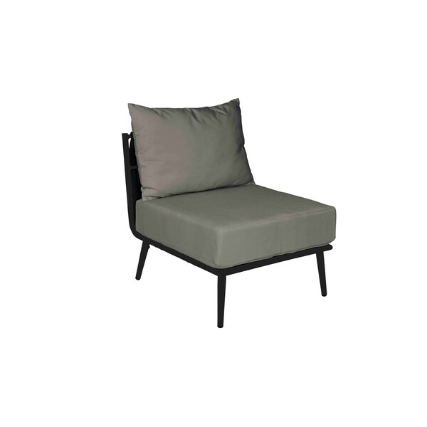 Bfm Seating Cayman Middle Sofa - Black flat rope, Black powder coat aluminum, ganging bracket PHPMBLBL-54048 - main