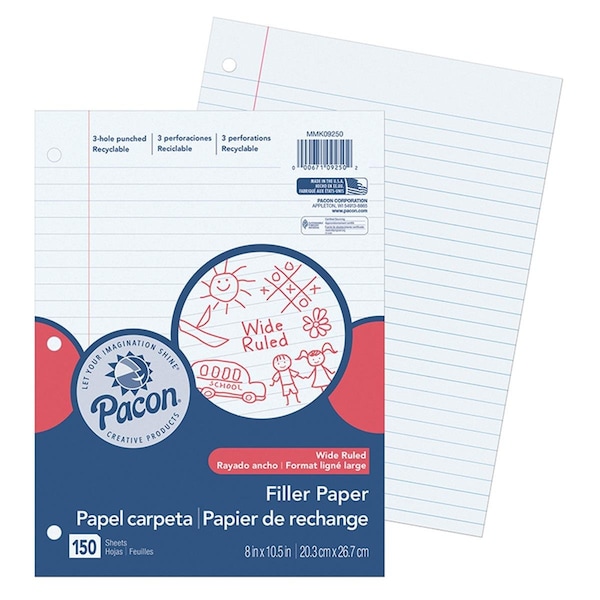 Easy-To-Organize 0.375 in. Filler Paper Wide Rule Ruling - Pack of 6 EA3481240 - main