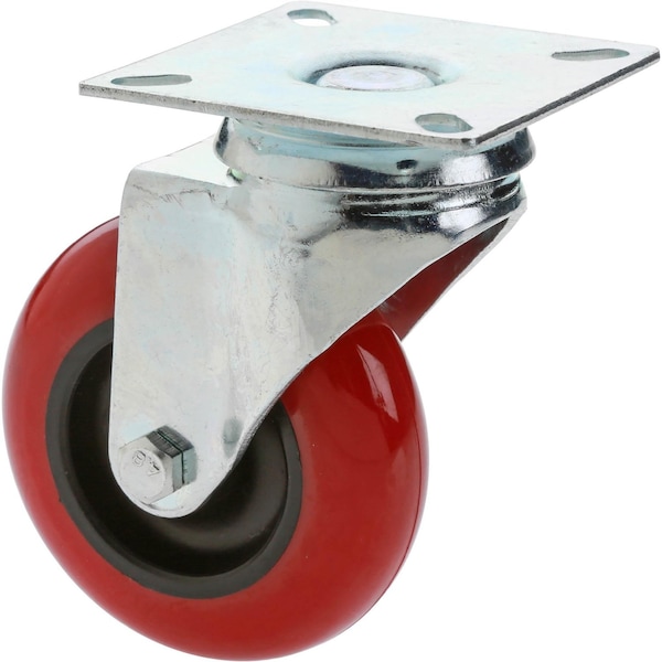 Steelex 3" Red Polyurethane Swivel Caster D2607 - main