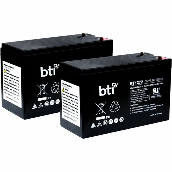 Battery Technology BTI 12V 7.2AH Replacement Lead Acid Battery, 2PK 12V7.2AHT2BATT2PKBTI - main