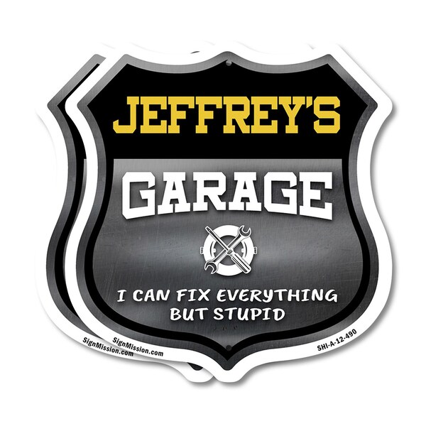 Signmission Jeffrey's Garage I Can Fix Everything But Stupid, 12 inch X 12 inch, Plastic Sign, 2PK SHI-P-2PACK-12-490-JEFFREY - main