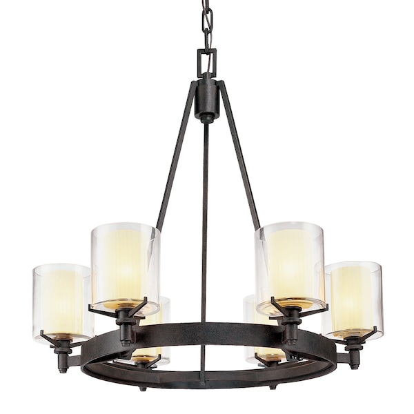 Troy Lighting Arcadia 6 Light Chandelier 25 In. Textured Iron F1716-TRN - main