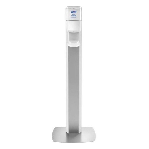 Purell MESSENGER Hand Sanitizer Dispenser, Floor Mount, White with Silver Panel (dispenser included) 7306-DS-SLV - main