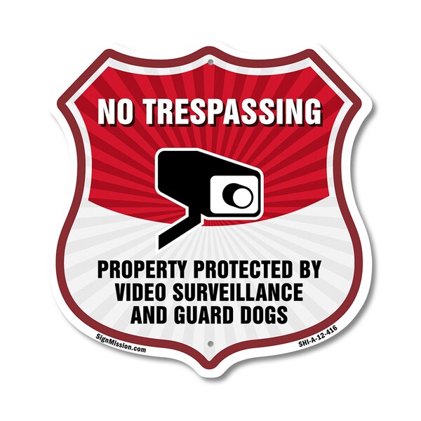 Signmission No Trespassing Shield Sign Property Prot, 12 Inch X 12 Inch, Aluminum Metal Sign SHI-A-12-416 - main