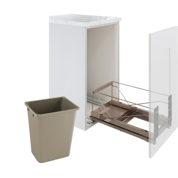 Kessebohmer Waste Pullout 28 QT Single Champagne FE Soft Close KS3-WASTE1-NARROW-CHAM - main