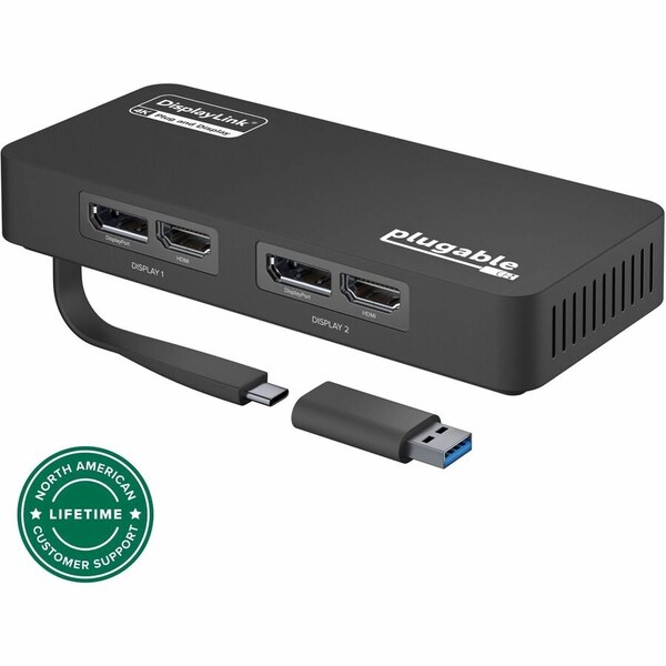 Plugable 4K DisplayPort and HDMI Dual Monitor Adapter for USB 3.0 and USB-C, Compatible with Window USBC-6950U - main