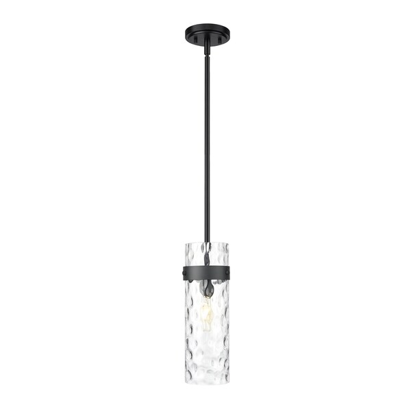 Z-Lite Fontaine 1 Light Pendant, Matte Black/Clear Water, 5.75 In W x 15 In H 7002P5-ROD-MB - main