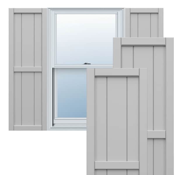 Ekena Millwork True Fit PVC, Three Board Framed Board-n-Batten Shutters, Primed, 16 1/8"W x 105"H TFP101BF16X105PR - main