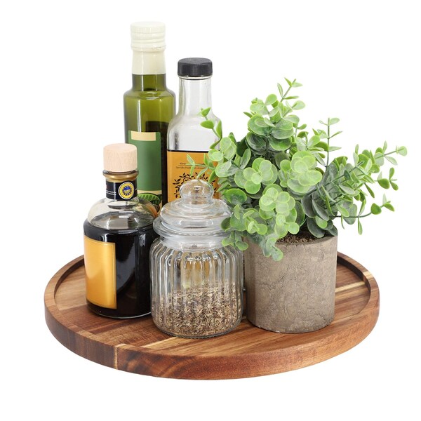 Megachef 12 Inch Acacia Wood Lazy Susan Tray 750122147M - main