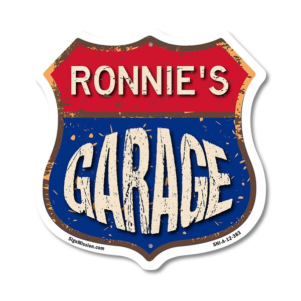 Signmission Ronnie's Garage, 12 Inch X 12 Inch, Aluminum Metal Sign SHI-A-12-383-RONNIE - main