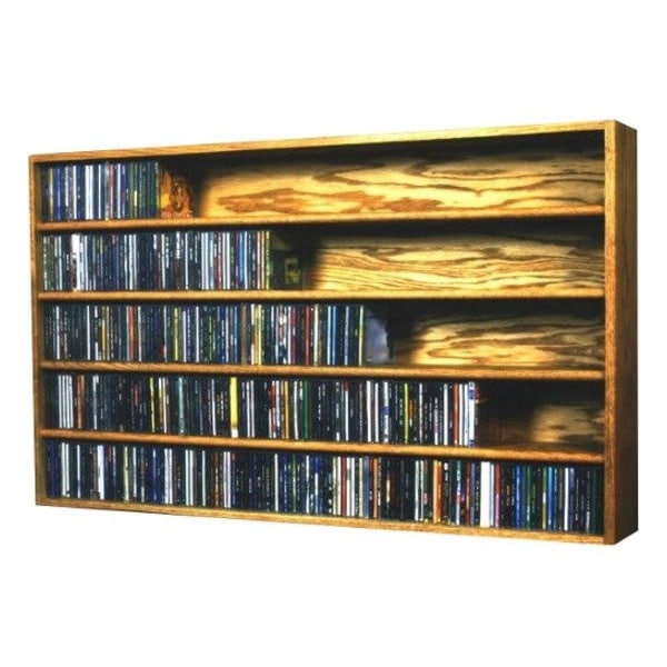 Wood Shed Cdracks Solid Oak Wall or Shelf Mount CD Cabinet Capacity 590 CD s Honey Oak Finish 503-4 - main